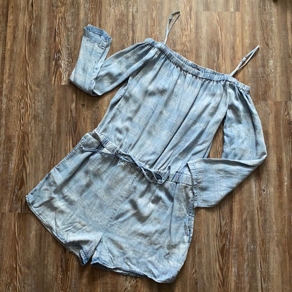 Velvet Heart Chambray Off the Shoulder Romper